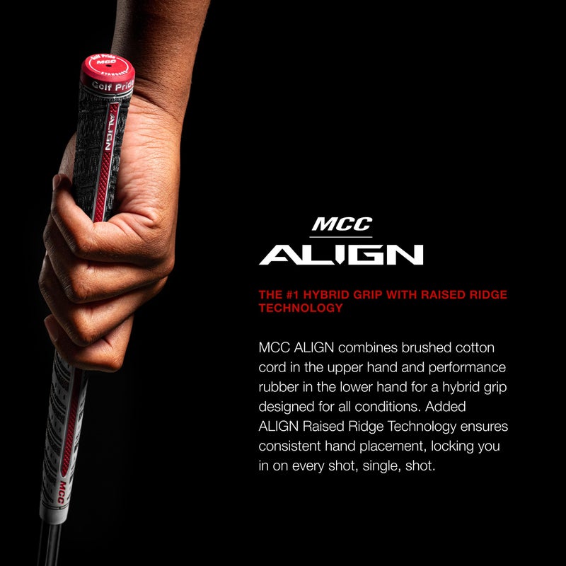 Golf Pride MCC ALIGN Golf Club Grip - All-Weather Hybrid Grip with Raised Ridge Technology for Men & Women - Brushed Cotton Cord & Pebbled Texture - Standard - Image 2